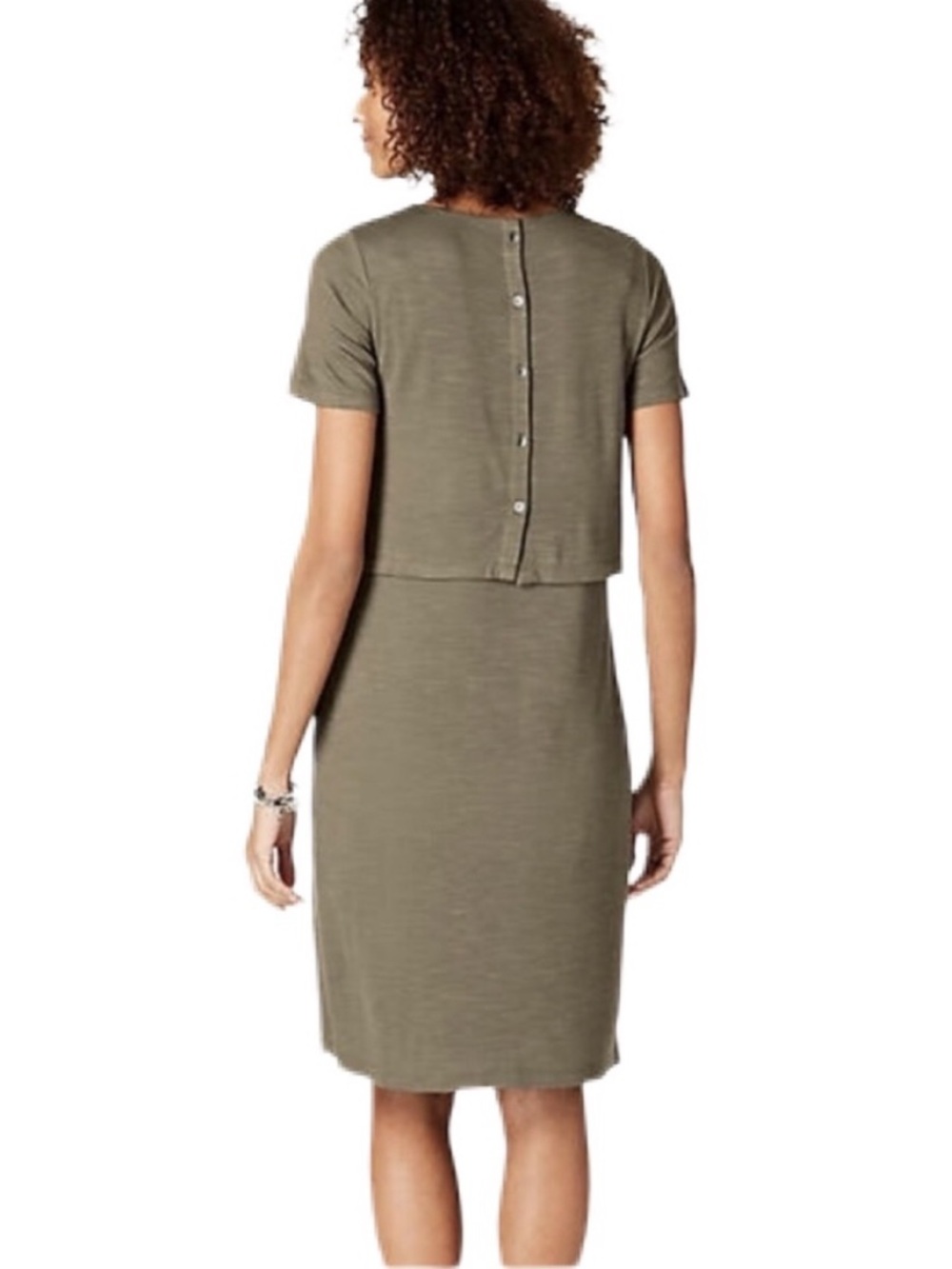 J. Jill Layered Button Back Dress English Moss NWT MT Medium Tall - Picture 3 of 12
